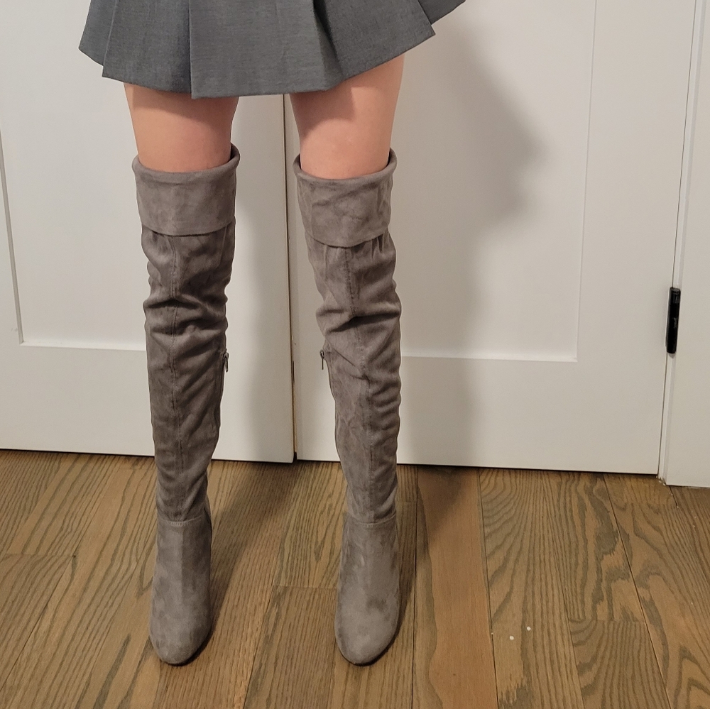 High Knee Grey Boots